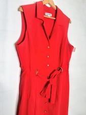 Shelby & Palmer Size 16 Red A-line Button Down Dress Women's Gold Accents Tie 