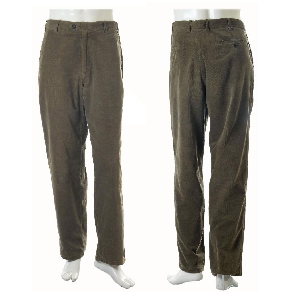 パンツ 90's Ermenegildo Zegna Green Wide Slacks ERMENEGILDO ZEGNA Olive Green Fine Corduroy Casual Chino Dress