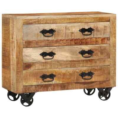 Credenza Con 3 Cassetti 80x30x65 Cm Legno boutiques Grezzo Massello Mango