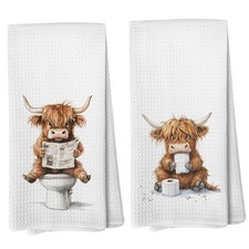 Highland Cow Bathroom Hand Towels - Highland Cow Gifts for Women Dish Towels