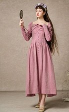 Linennaive Phoenix Regency Lace Up Linen Dress Size Small? Cottagecore Romantic
