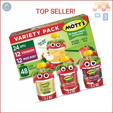 Mott’s No Sugar Added Applesauce Variety Pack, 3.2 oz Clear Pouches, 48 Count (4