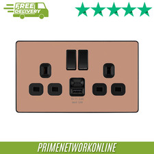 BG Polished Copper Double 13A Switched Socket with USB (Type A & C) ⭐⭐⭐⭐⭐