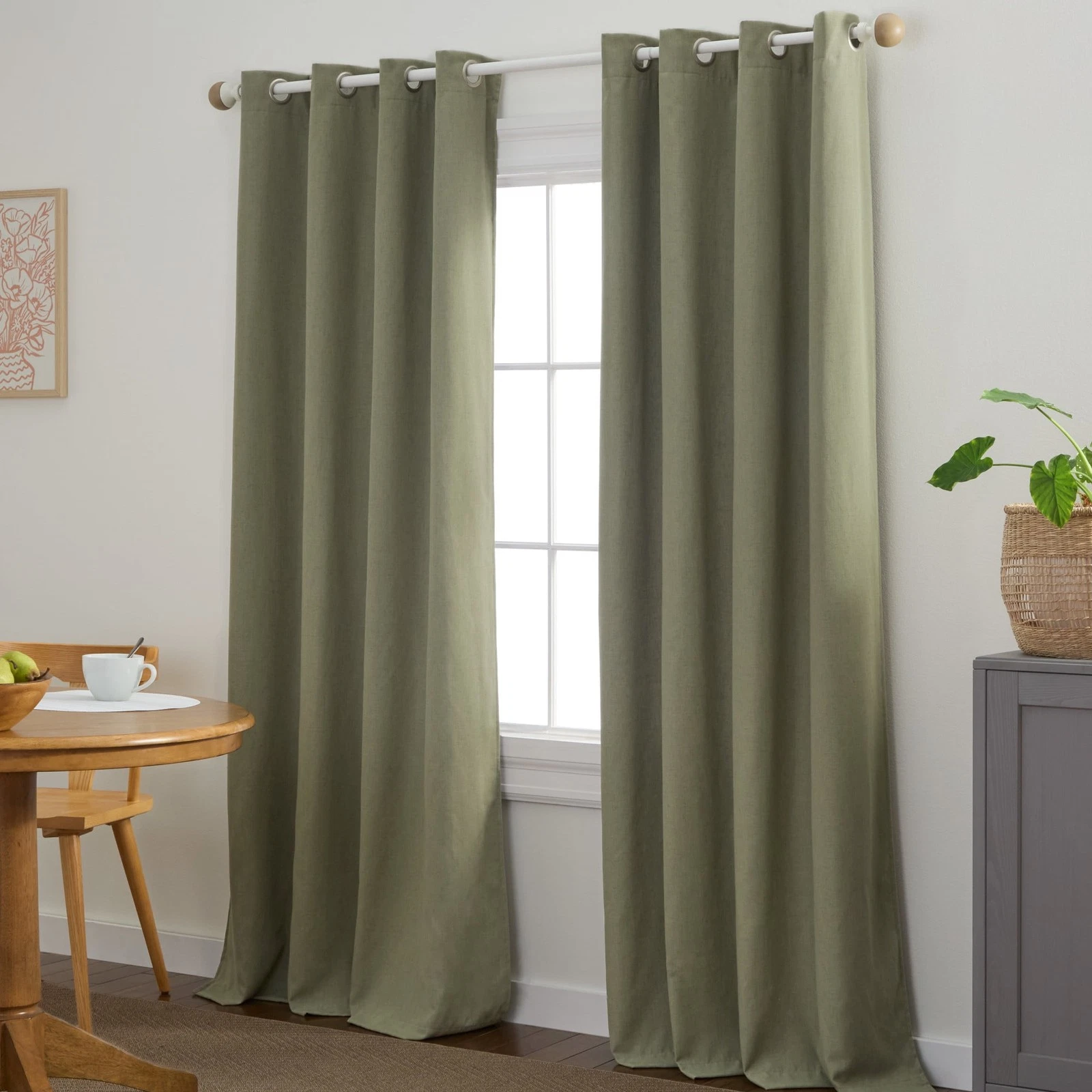 50"x84" Solid Linen Texture Indoor Curtains Room Darkening W/ Energy Lining