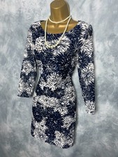 PHASE EIGHT Dress Size 12 Dark Blue/White Floral Lace Fit Elegant Classy Evening