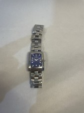 Baume & Mercier Hampton Blue Dial Rectangular Swiss Watch Steel Quartz Working