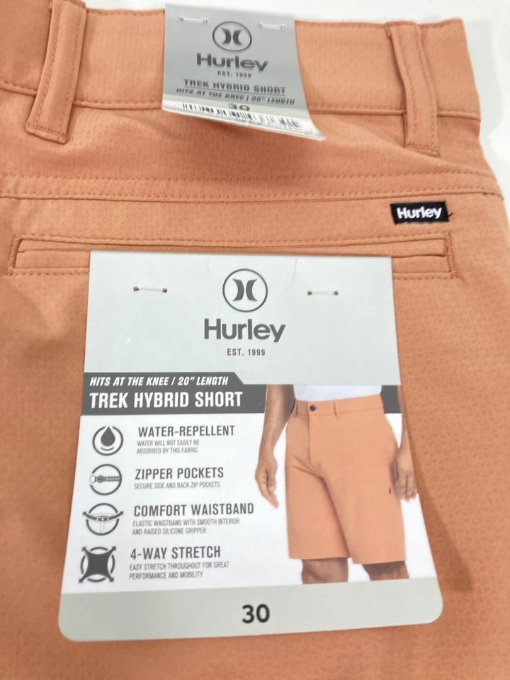 Pantalones Cortos Hurley Trek Híbridos Hombres Talla 30X10 Coral Naranja Elastizados Repelentes al Agua Nuevos con Etiquetas Foto 4 de 4