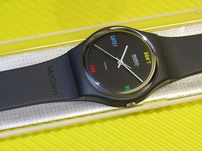 Swatch von 1984 - DON´T BE TOO LATE - GA100  mit 7-Loch WERBEARMBAND - NEU & OVP