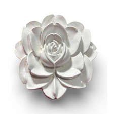 Vintage White Rose Brooch Carved Plastic Floral Cottagecore Romantic Statement