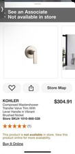 KOHLER K-T73140-4-BN Composed Transfer Valve Trim w Lever Handle, Brushed Nickel