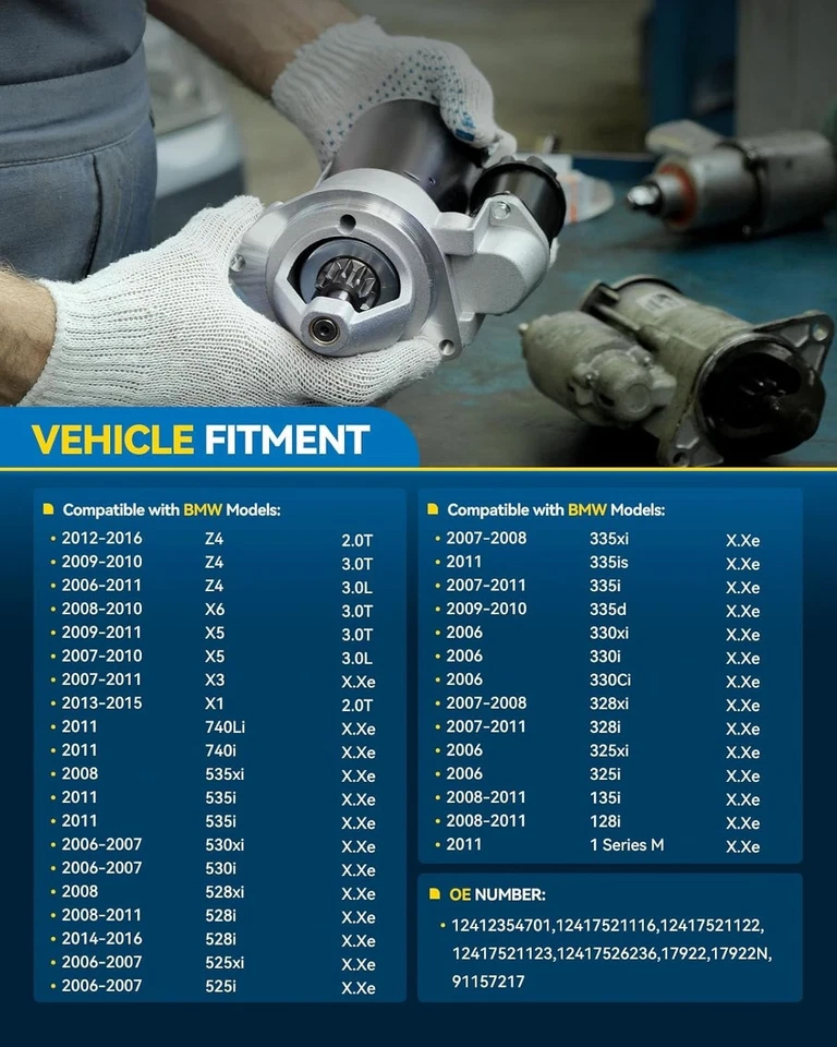 Arranque 17922 para BMW 328I 330I 335I 2007-2011 3,0 L L6 17922 12417521116 Foto 2 de 4