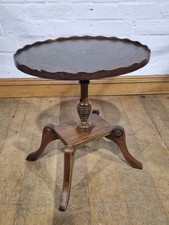 Mahogany pedestal side wine lamp table - antique style leather top plant stand