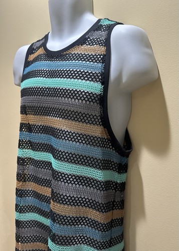 Mens Crochet Net Tank Top Sz M - Picture 4 of 5