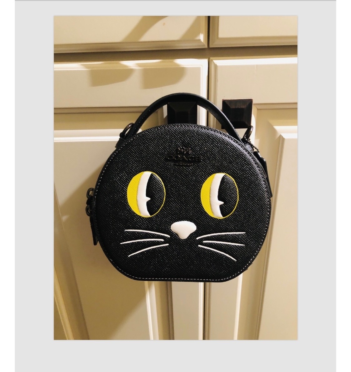 Coach CM769 Canteen Crossbody Halloween Cat Leather Bag - Black