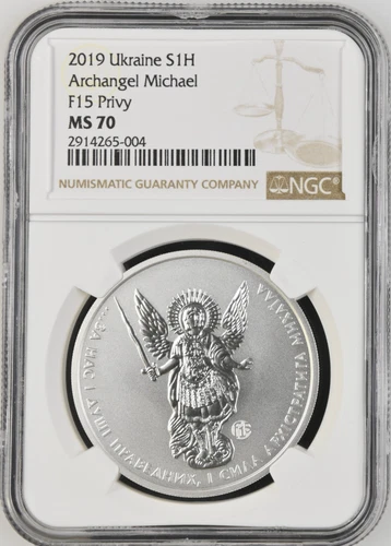 2019 UKRAINE ARCHANGEL MICHAEL Fabulous 15 1 Oz 999.9 Silver Coin NGC MS70