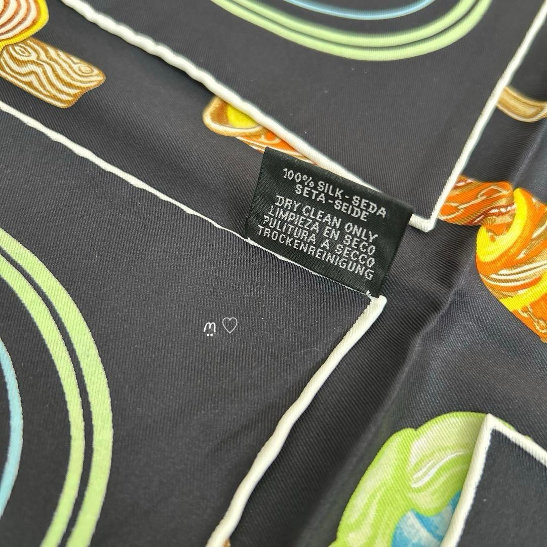 HERMÈS Carré 70 Funny Ice Cream Silk Scarf 66cm Black Multi-Color Excellent thumbnail 8