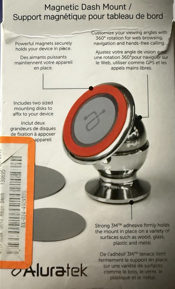 Aluratek Adjustable Phone Stand Magnetic Dash Mount 360 Degree Rotation New - Image 2 of 4