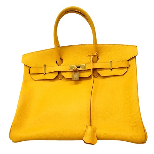 Auth [6gc2897] HERMES Handbag Birkin 35 Courchevel Jonne Gold metal fitting ...