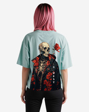 G West Oversized Skull Rose T Shirt -WOMEN