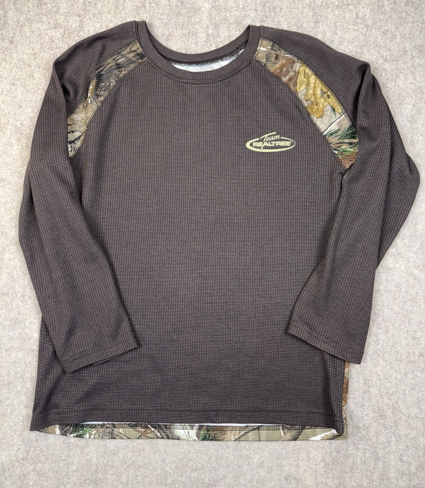 Realtree Boys Size XL(14/16) Camo Brown Long Sleeve Tshirt Waffle Knit