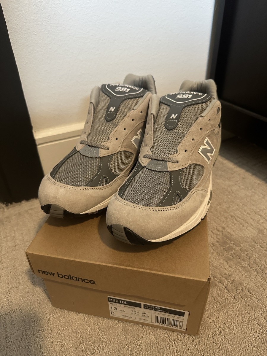 Buy Size 13 - New Balance Men's 991 Made in England Grey White