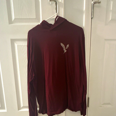 2 American Eagle Super Soft Men's Pullover Hoodie and Graphic T Burgundy L