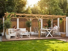 Wooden Pergola Kit 6m x 3m DIY Garden Plants Frame Utopia Dunster House