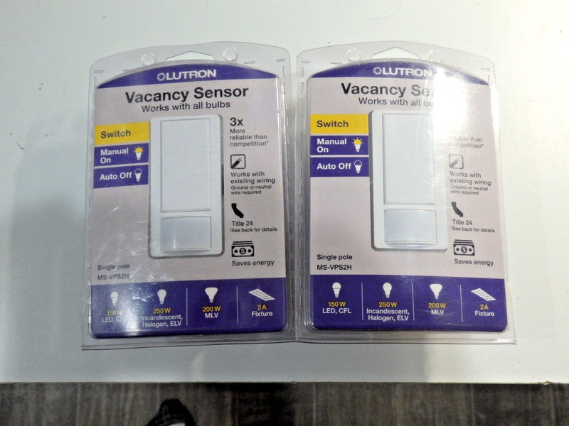 Lot of 2 (Two) ~  Lutron MS-VPS2H-WH (White) ~ Vacancy Motion Sensor Switches