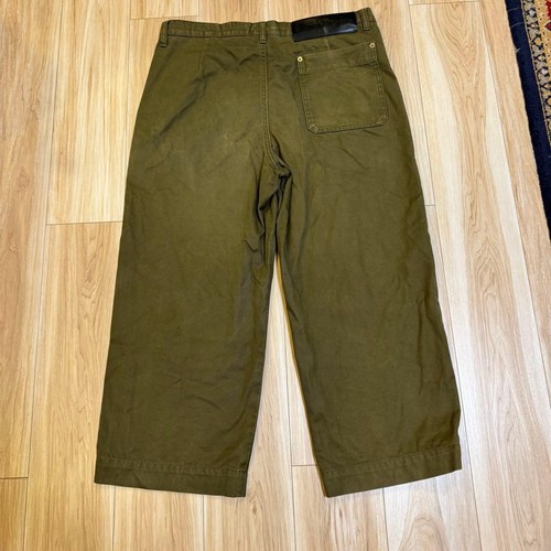 Loewe, LOEWE Big Leather Patch Wide Cropped Pants Khaki 52