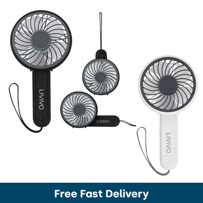 LIVIVO Hand Mini Ventilator USB Wiederaufladbar 3 Geschwindigkeiten Typ C Tragbar mit Schlüsselband
