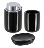 BadzubehöR Set 3-Tlg Seifenspender Seifenschale Zahnputzbecher Schwarz Dolomit