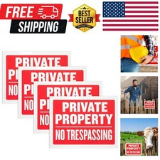 8 Pack Private Property No Trespassing Sign 9 x 12 Inch Weatherproof, Water R...
