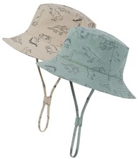 Durio 2-Pack Baby Bucket Hat - UPF 50 3-6 Months, 2pack Seaweed Blue/Khaki