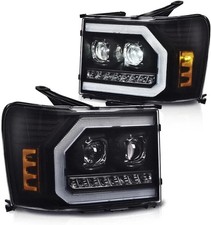 LED DRL Projector Headlights for 2007-2013 Sierra 1500 2007-2014 2500HD 3500HD