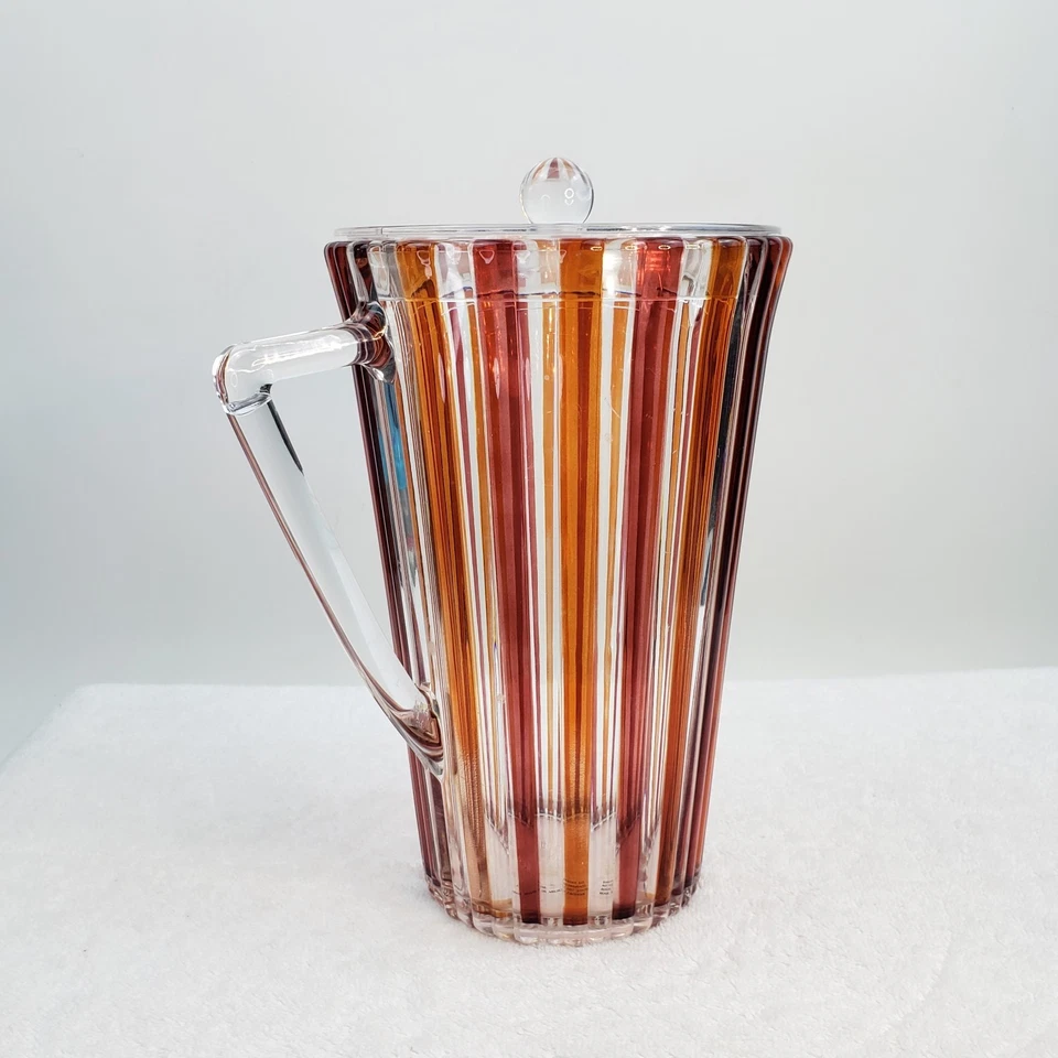 Jarra de diseño de inspiración italiana con tapa 2 cuartos rojo naranja circo rayas Foto 4 de 4