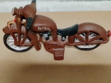 Large Vintage Cast Iron Police Patrol Motorcycle Toy - 8.5" - Hubley Style