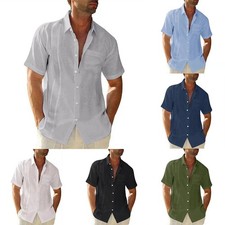 Stylish Men's Summer Short Sleeved Dress Shirt for Casual or Beach Wear