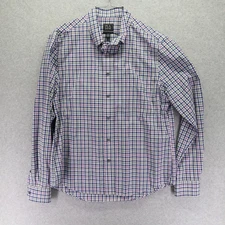 Jos A Bank Shirt Mens Large Slim Fit Traveler Pocket Button Up Plaid Long Sleeve