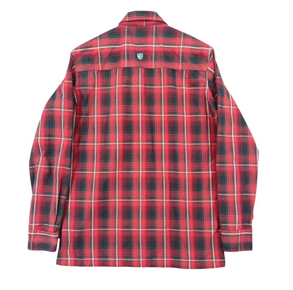 Kuhl Eluxur Shirt Mens Small Red Black Plaid Long Sleeve Hiking Western Cowboy Foto 4 de 4