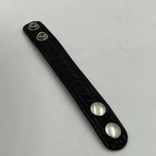 1 Duty Belt Keeper Black Basket Weave Leather With Double Snaps