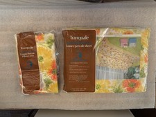 Vintage Tranquale Full Size Flat Sheet And 2 Pillow Cases Floral