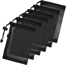 6 Pcs Small Mesh Bag Drawstring, 6" X 4" Black Nylon Drawstring Bags, Portable M