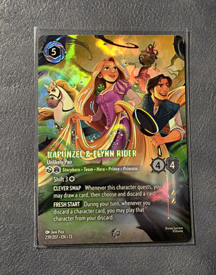 Disney Lorcana First Chapter Rapunzel & Flynn Rider Unlikely Pair Enchanted Foil