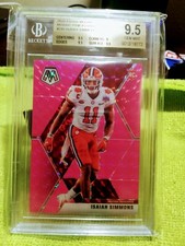  2020 PANINI MOSAIC PINK FLOURESCENT ISAIAH SIMMONS  # 245 PRIZM  9.5 BGS 6/10
