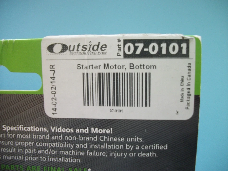 Outside Distributing 07-0101 Starter Motor - Bottom/Lower Mount - 50-125cc - Image 3 of 4
