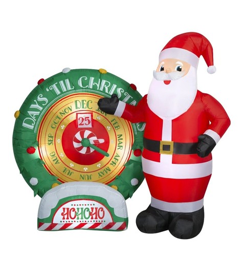 Holiday Time Santa Inflatable Animated Countdown To Christmas 7 Ft Clock Spins - Picture 2 of 15