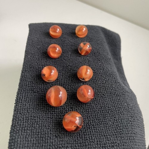 Vintage Marble King Nine Cats Eye Marbles Red Transparent Lot Different Sizes - Picture 9 of 9