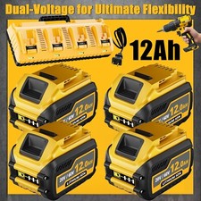 4Pack 12.0Ah for DeWalt 20V/60V MAX Battery Lithium-ion DCB609  4 Ports Charger