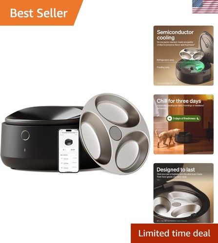 Automatic Cat Feeder Stainless Steel 3 Meals App-Controlled Wet Food Dispenser