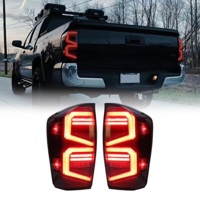 Smoked LED Tail Lights Brake Reverse Turn Signal Lamps for 16-23 Toyota Tacoma